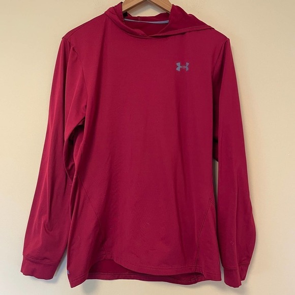 Under Armour Cold Gear Hoodie Performance Tee M Red Men's Shirt - Picture 1 of 4